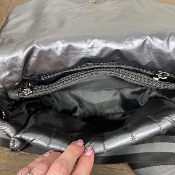 THINK ROYLN The Bar Bag with Crossbody Strap Metallic Gray NWOT - Picture 9 of 10